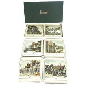 Vintage MCM Harrods Knightsbridge Deluxe Coasters by Pimpernel Made in England